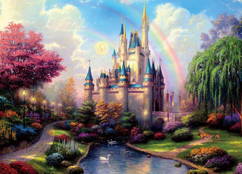 HVEST 7x5ft Princess Castle Birthday Backdrop for Photography Fairy Tale Blue Sky and White Clouds Backgrounds Kids Children Girls Princess Birthday Party Cake Table Banner Baby Shower Photo Booth Props - Image 2
